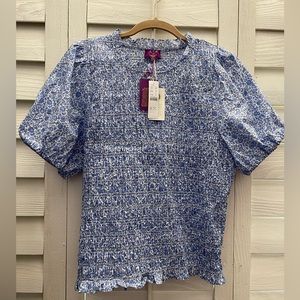 JCrew Puff-sleeve smocked top in Liberty® D'Anjo Coast fabric
